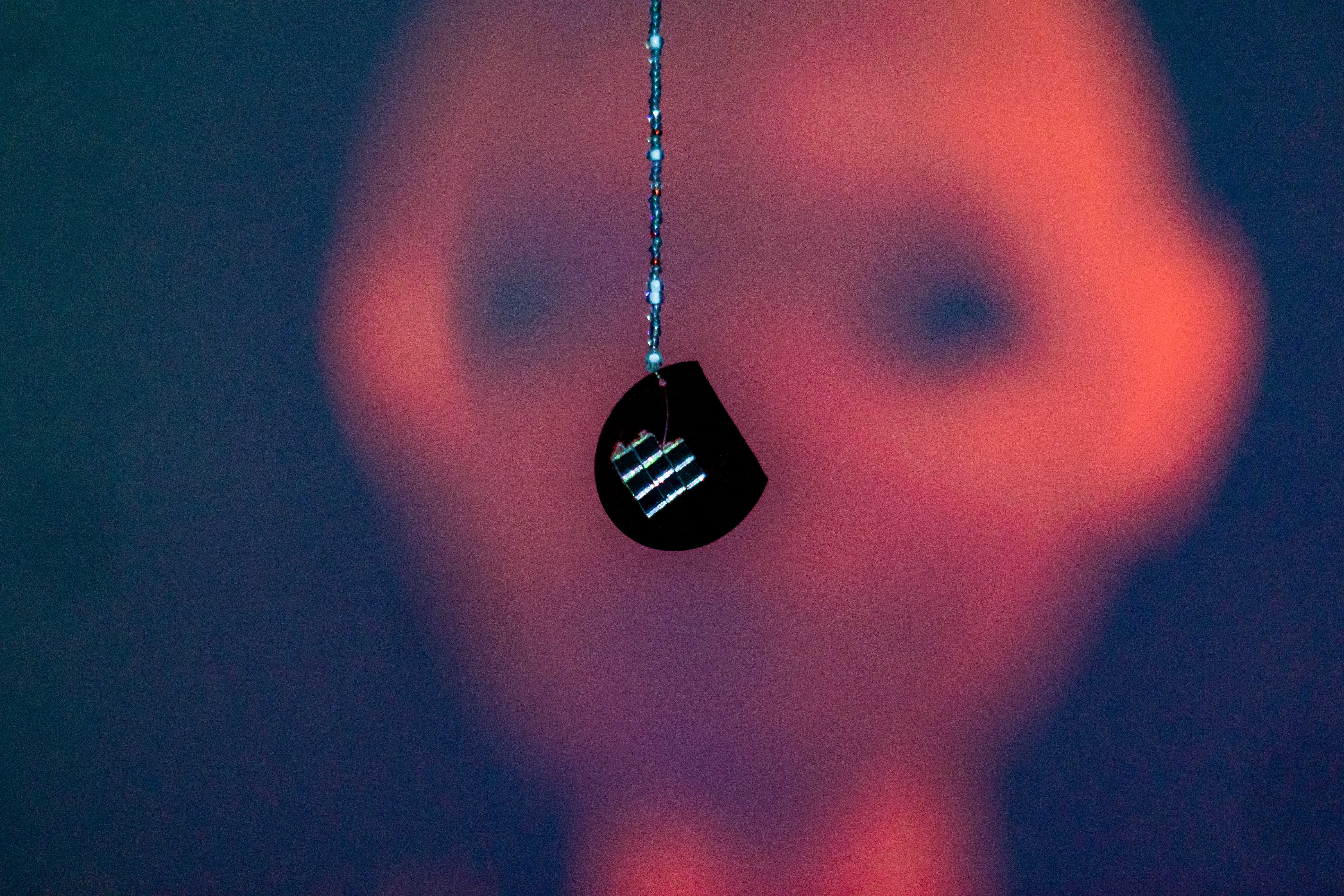 Arduino sound visualization device suspended from ceiling